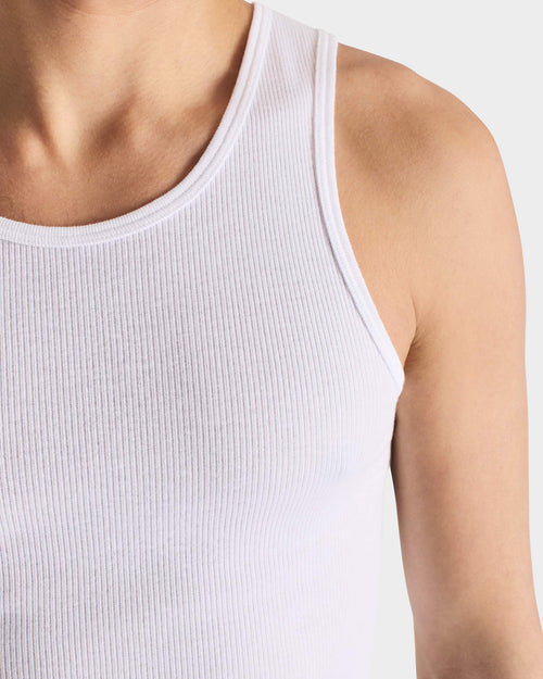 DÉBARDEUR EN COTON PEIGNÉ - BLANC - Husbands Paris - 1