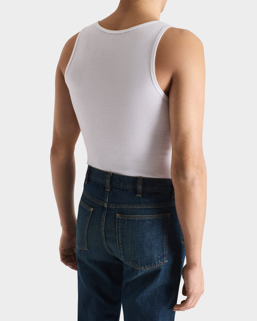 DÉBARDEUR EN COTON PEIGNÉ - BLANC - Husbands Paris - 3