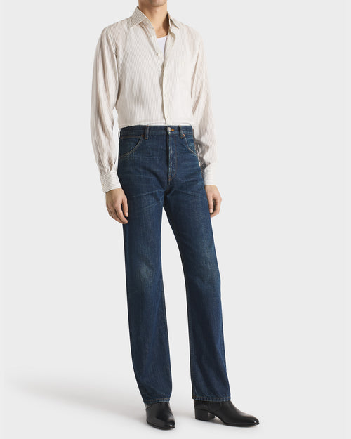 JEAN DROIT EN DENIM DE COTON - INDIGO DÉLAVÉ - Husbands Paris - 4