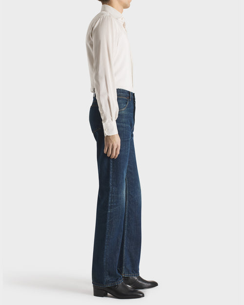 JEAN DROIT EN DENIM DE COTON - INDIGO DÉLAVÉ - Husbands Paris - 3