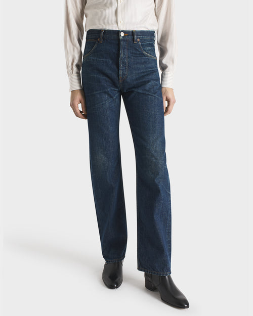 JEAN DROIT EN DENIM DE COTON - INDIGO DÉLAVÉ - Husbands Paris - 1