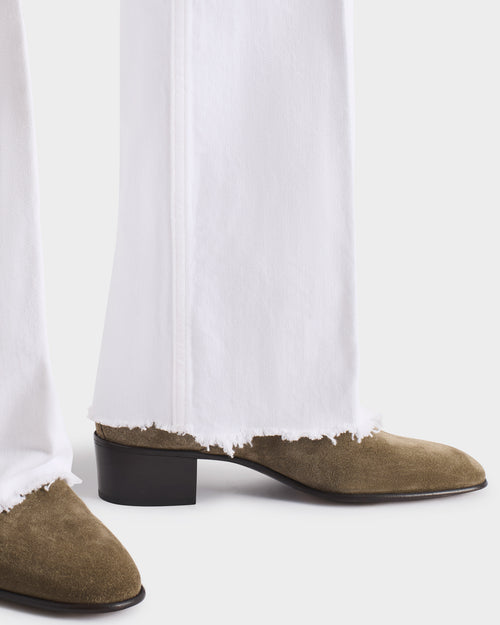 FLARED JEANS IN COTTON DENIM - WHITE - Husbands Paris - 6