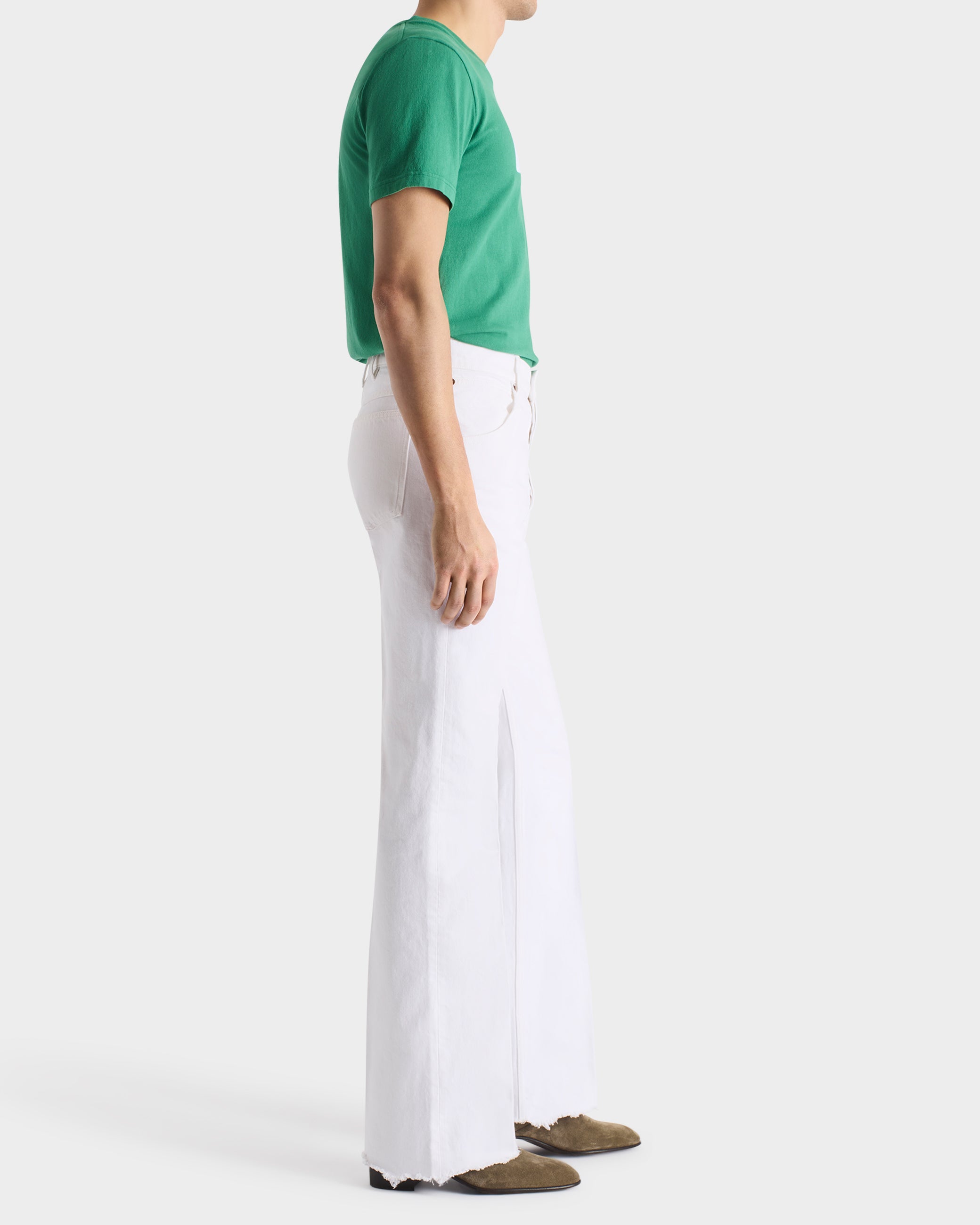 パンツ HUSBANDS white flared high waised jeans FLARED JEANS IN COTTON DENIM - WHITE | Husbands Paris