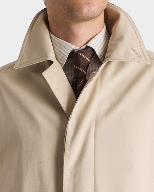 CAR COAT EN GABARDINE DE POLYCOTON RECYCLÉ - BEIGE MASTIC - Husbands Paris - 2