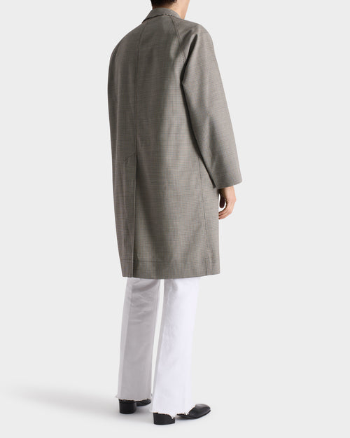 CAR COAT EN LAINE TROPICALE - MICRO-CARREAUX MULTICOLORES - Husbands Paris - 4