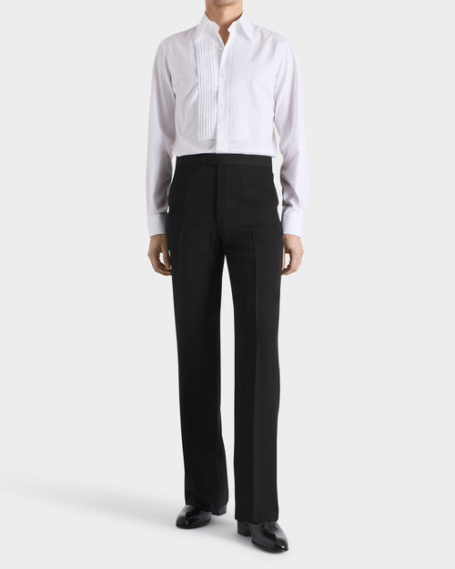 PANTALON DE SMOKING LARGE EN LAINE VIERGE ET VISCOSE - NOIR - Husbands Paris - 4