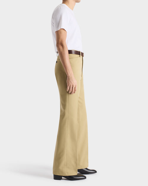 PANTALON ÉVASÉ EN SERGÉ DE POLYCOTON - BEIGE - Husbands Paris - 5