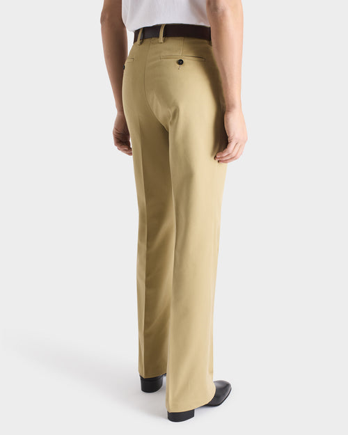 PANTALON ÉVASÉ EN SERGÉ DE POLYCOTON - BEIGE - Husbands Paris - 3
