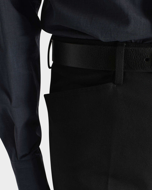 PANTALON ÉVASÉ EN SERGÉ DE POLYCOTON - NOIR - Husbands Paris - 1