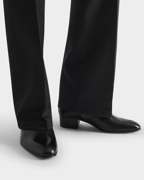 PANTALON ÉVASÉ EN SERGÉ DE POLYCOTON - NOIR - Husbands Paris - 6