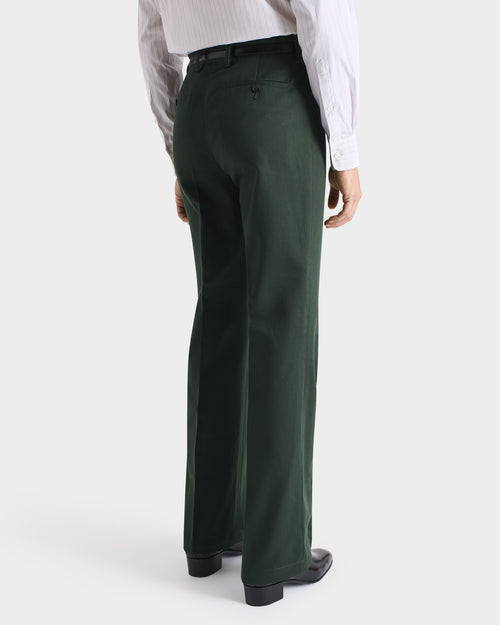 PANTALON ÉVASÉ EN SERGÉ DE POLYCOTON - VERT BOUTEILLE - Husbands Paris - 5