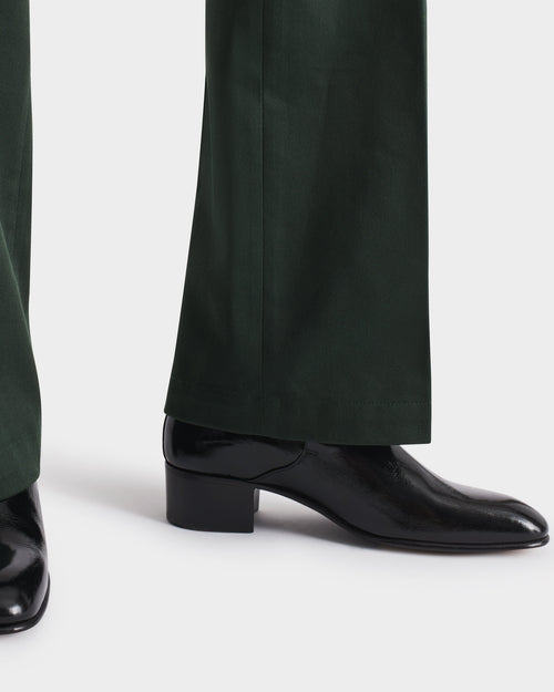 PANTALON ÉVASÉ EN SERGÉ DE POLYCOTON - VERT BOUTEILLE - Husbands Paris - 6