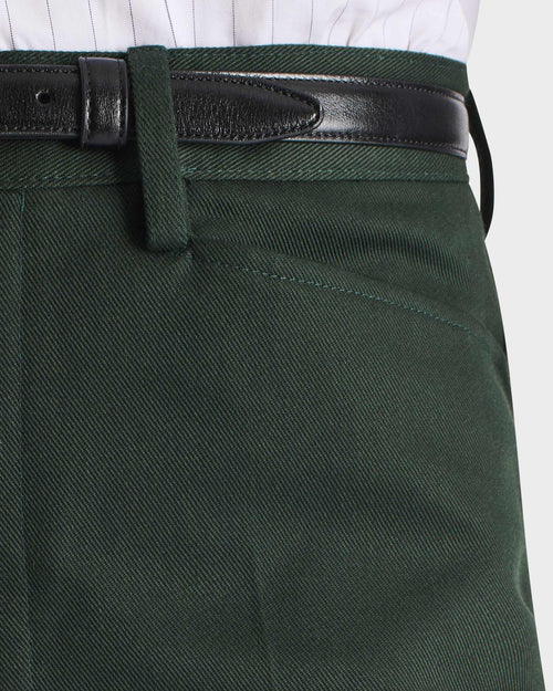 PANTALON ÉVASÉ EN SERGÉ DE POLYCOTON - VERT BOUTEILLE - Husbands Paris - 2