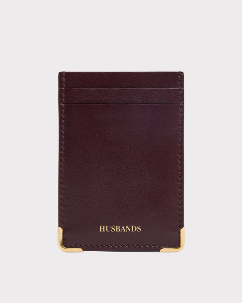 PORTE-CARTES VERTICAL EN CUIR DE VEAU BOX - BORDEAUX - Husbands Paris - 1