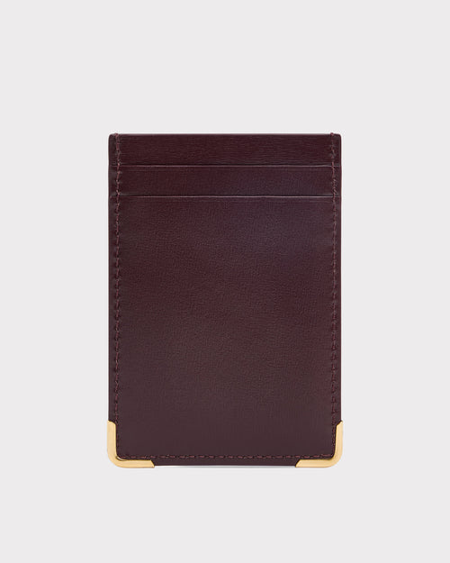 PORTE-CARTES VERTICAL EN CUIR DE VEAU BOX - BORDEAUX - Husbands Paris - 3