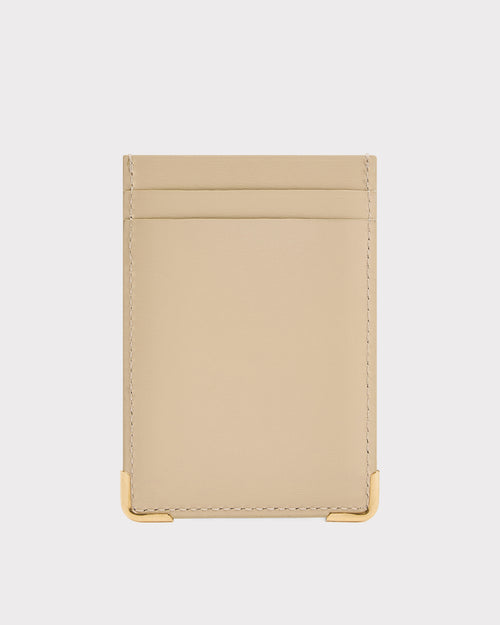 PORTE-CARTES VERTICAL EN CUIR DE VEAU BOX - VANILLE - Husbands Paris - 3