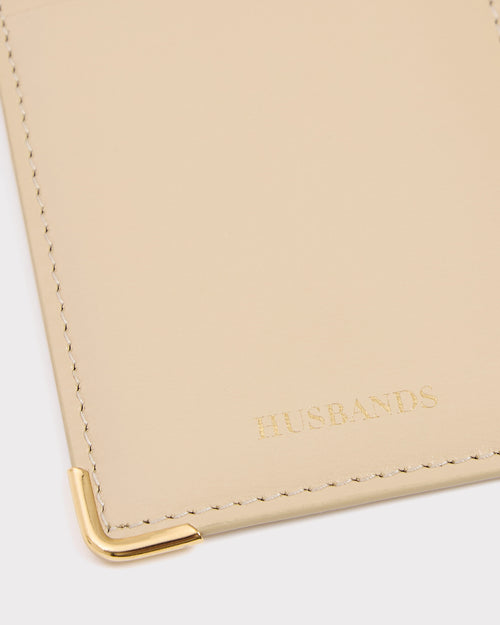 PORTE-CARTES VERTICAL EN CUIR DE VEAU BOX - VANILLE - Husbands Paris - 2