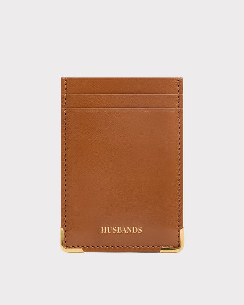 PORTE-CARTES VERTICAL EN CUIR DE CHÈVRE - CARAMEL - Husbands Paris - 1