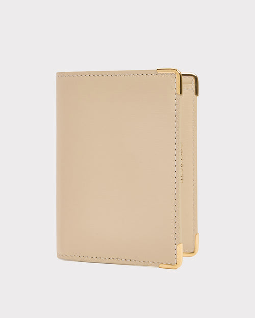 PORTEFEUILLE VERTICAL EN CUIR DE VEAU BOX - VANILLE - Husbands Paris - 1