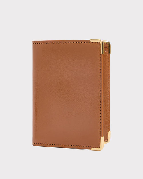 PORTEFEUILLE VERTICAL EN CUIR DE CHÈVRE - CARAMEL - Husbands Paris - 1