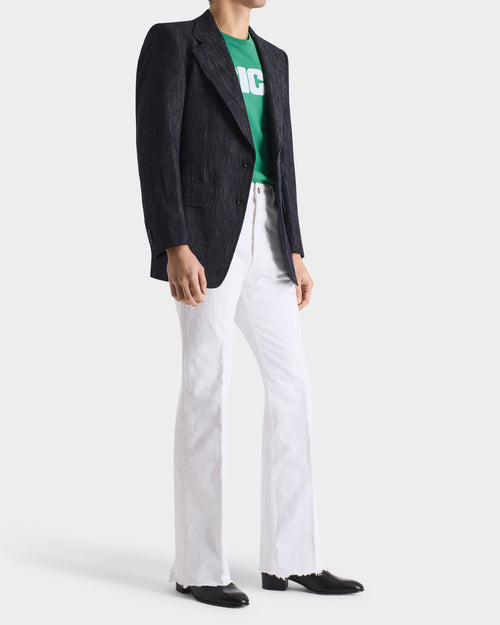 VESTE DROIT EN COTON ET SERGÉ DE CHANVRE - BLEUE INDIGO - Husbands Paris - 1