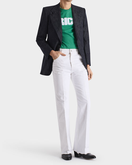 VESTE DROIT EN COTON ET SERGÉ DE CHANVRE - BLEUE INDIGO - Husbands Paris - 4