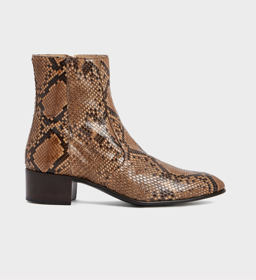 BOTTINES ZIPPÉES EN PYTHON - MALT - Husbands Paris - 1