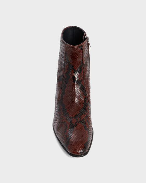 BOTTINES ZIPPÉES EN PYTHON - CERISE - Husbands Paris - 4