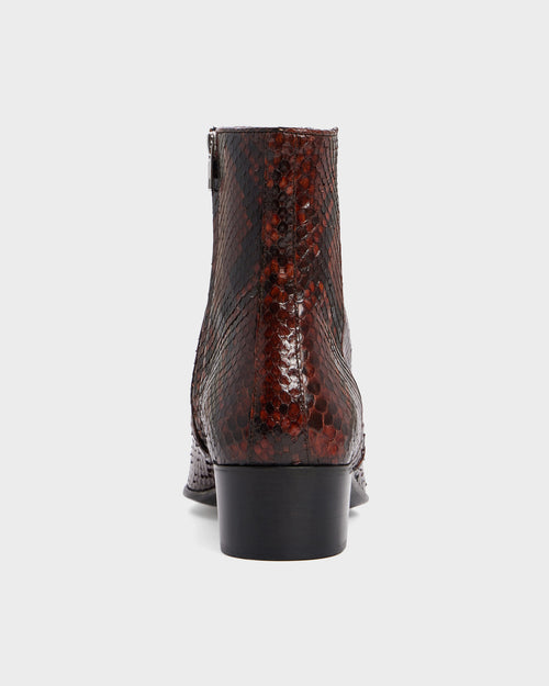 BOTTINES ZIPPÉES EN PYTHON - CERISE - Husbands Paris - 2