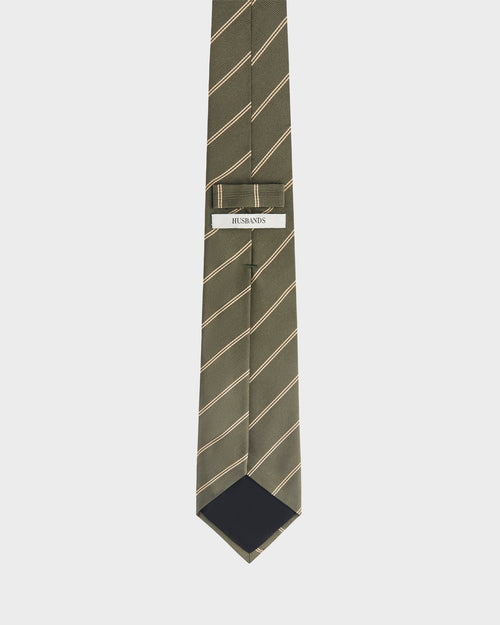 CRAVATE EN JACQUARD DE SOIE - MILITAIRE À RAYURES DORÉES - Husbands Paris - 1