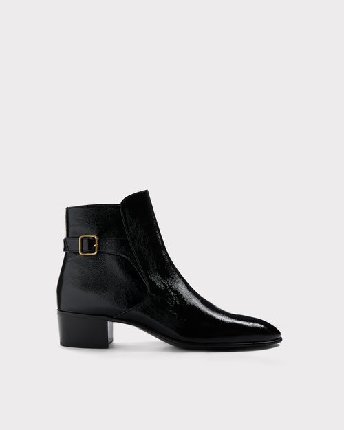 JODHPUR BOOTS IN CRACKLED PATENT CALFSKIN LEATHER - BLACK - Husbands Paris - 1