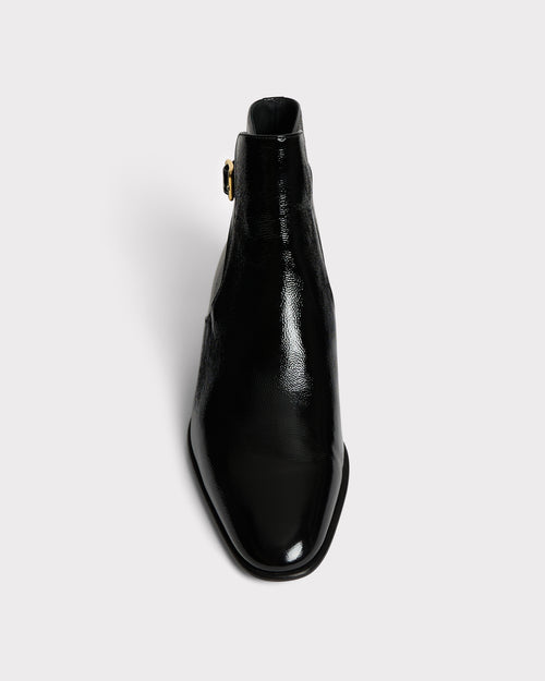 JODHPUR BOOTS IN CRACKLED PATENT CALFSKIN LEATHER - BLACK - Husbands Paris - 4