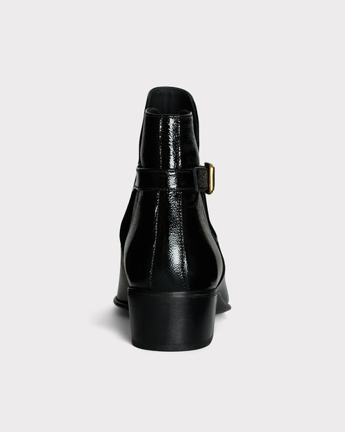 JODHPUR BOOTS IN CRACKLED PATENT CALFSKIN LEATHER - BLACK - Husbands Paris - 2