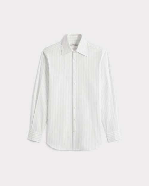 WIDE COLLAR SHIRT IN COTTON POPLIN - GAINSBOURG STRIPES - Husbands Paris - 1