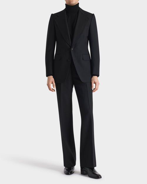 SINGLE-BREASTED SUIT IN 3-PLY WOOL FRESCO - BLACK - Husbands Paris - 3