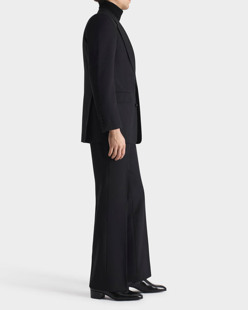 SINGLE-BREASTED SUIT IN 3-PLY WOOL FRESCO - BLACK - Husbands Paris - 5