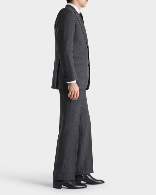 SINGLE-BREASTED SUIT IN WOOL FRESCO - GREY - Husbands Paris - 3