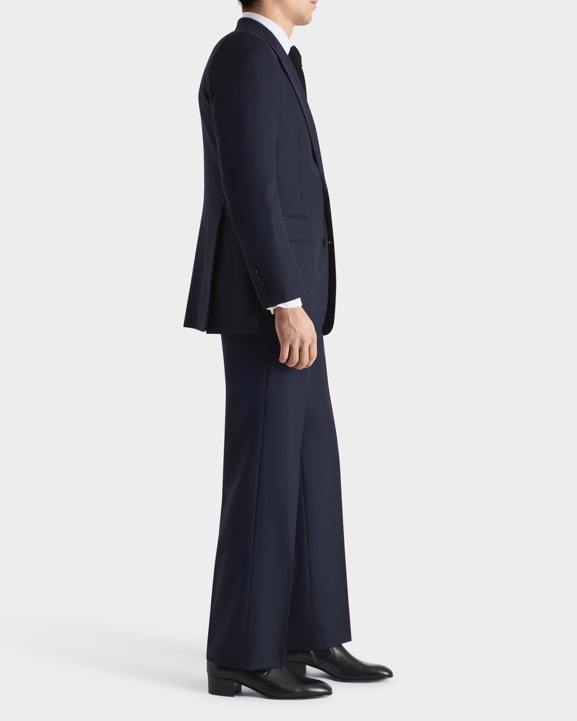 HUSBANDS PARIS ゲインズブール ネイビーブレザー 48 SINGLE-BREASTED HOPSACK SUIT - MIDNIGHT BLUE | Husbands Paris