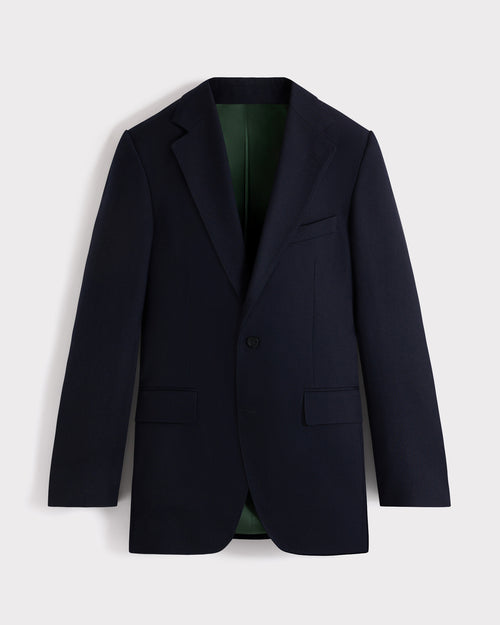 COSTUME DROIT EN HOPSACK DE LAINE - BLEU NUIT - Husbands Paris - 1