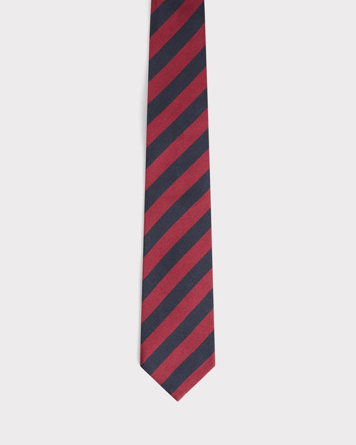 TIE IN SILK JACQUARD - NAVY AND BURGUNDY - Husbands Paris - 1