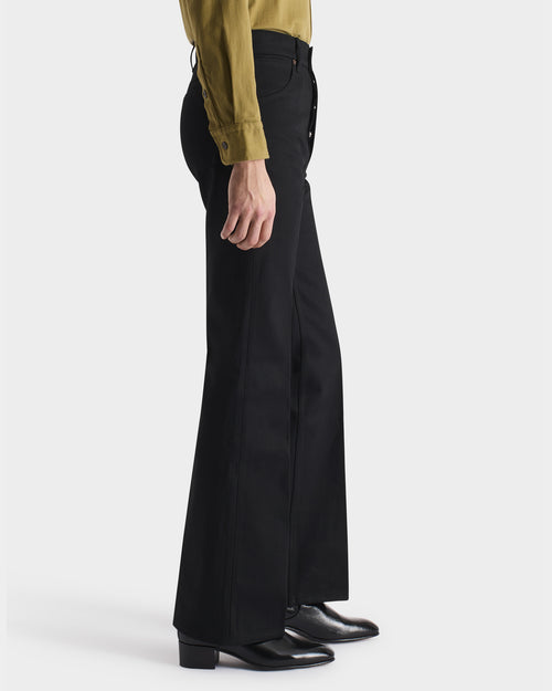 FLARED JEANS IN COTTON DENIM - BLACK - Husbands Paris - 3