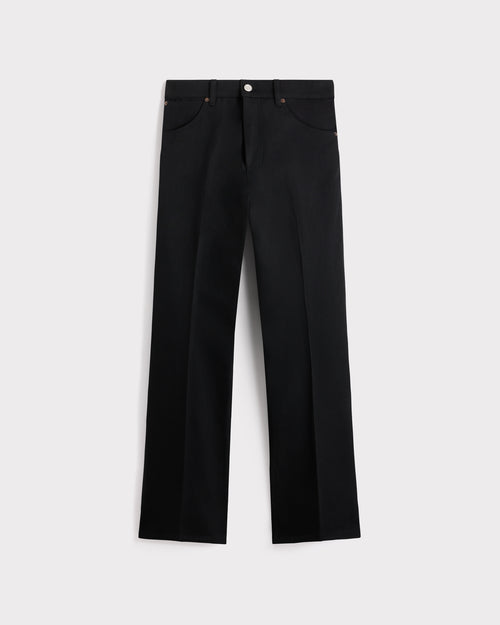 FLARED HIGH-WAISTED JEANS IN COTTON DENIM - BLACK - Husbands Paris - 1