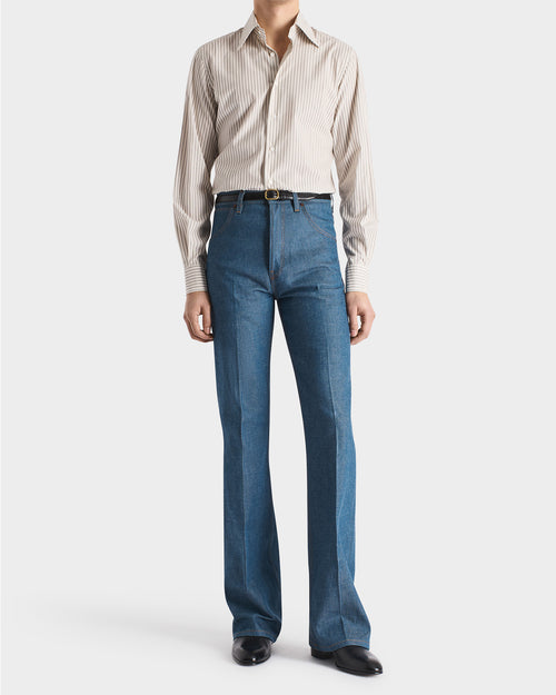 JEAN ÉVASÉ EN DENIM DE COTON - INDIGO GREENCAST - Husbands Paris - 4