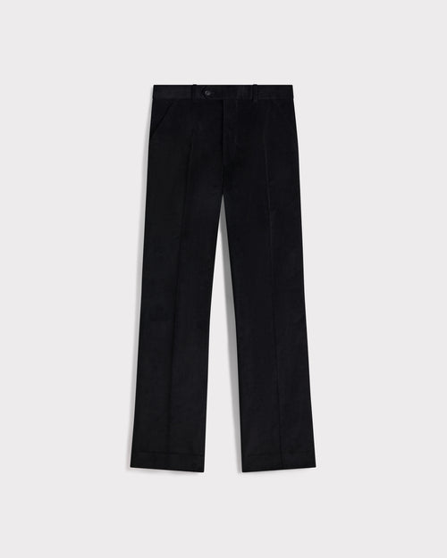 FLARED HIGH-WAISTED TROUSERS IN COTTON CORDUROY - BLACK - Husbands Paris - 1