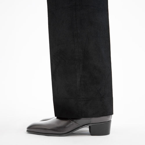 FLARED HIGH-WAISTED TROUSERS IN COTTON CORDUROY - BLACK - Husbands Paris - 3