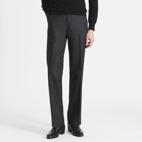 STRAIGHT HIGH-WAISTED TROUSERS IN WOOL TWILL - ANTHRACITE - Husbands Paris - 1