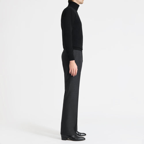 STRAIGHT HIGH-WAISTED TROUSERS IN WOOL TWILL - ANTHRACITE - Husbands Paris - 4