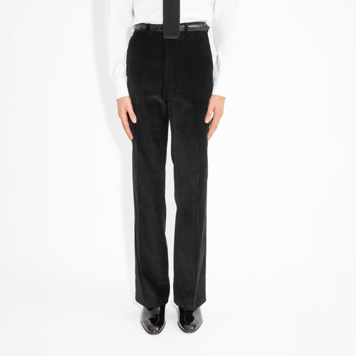 FLARED HIGH-WAISTED TROUSERS IN COTTON CORDUROY - BLACK - Husbands Paris - 2