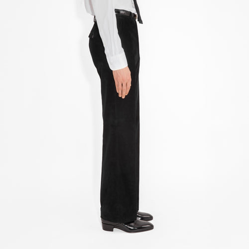 FLARED HIGH-WAISTED TROUSERS IN COTTON CORDUROY - BLACK - Husbands Paris - 4