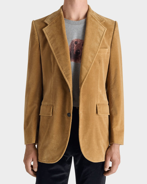 VESTE DROITE EN VELOURS DE COTON - MOUTARDE - Husbands Paris - 1